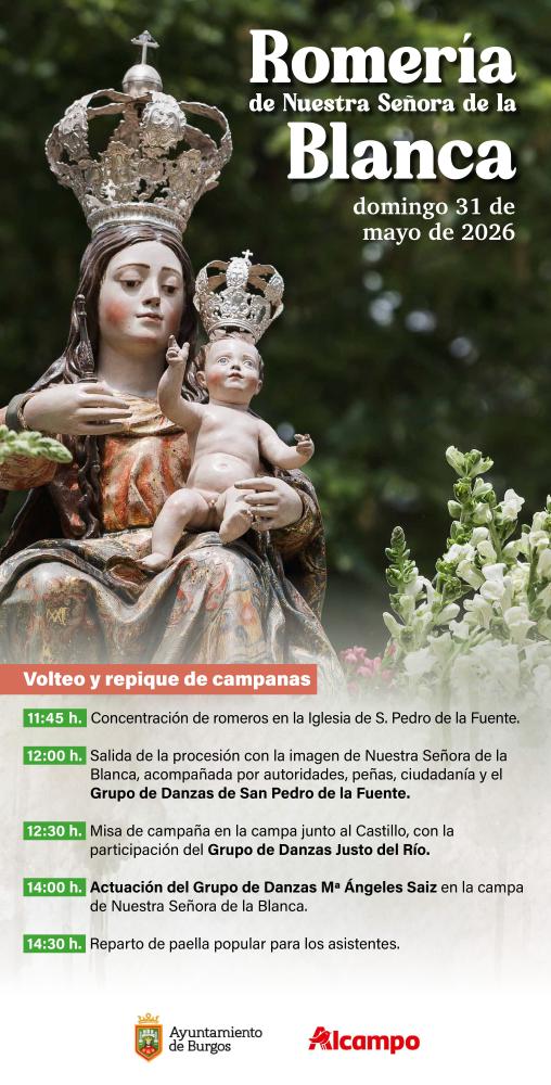 Imagen Burgos celebra este domingo la romería de la Virgen Blanca con una paella para 6.000 personas