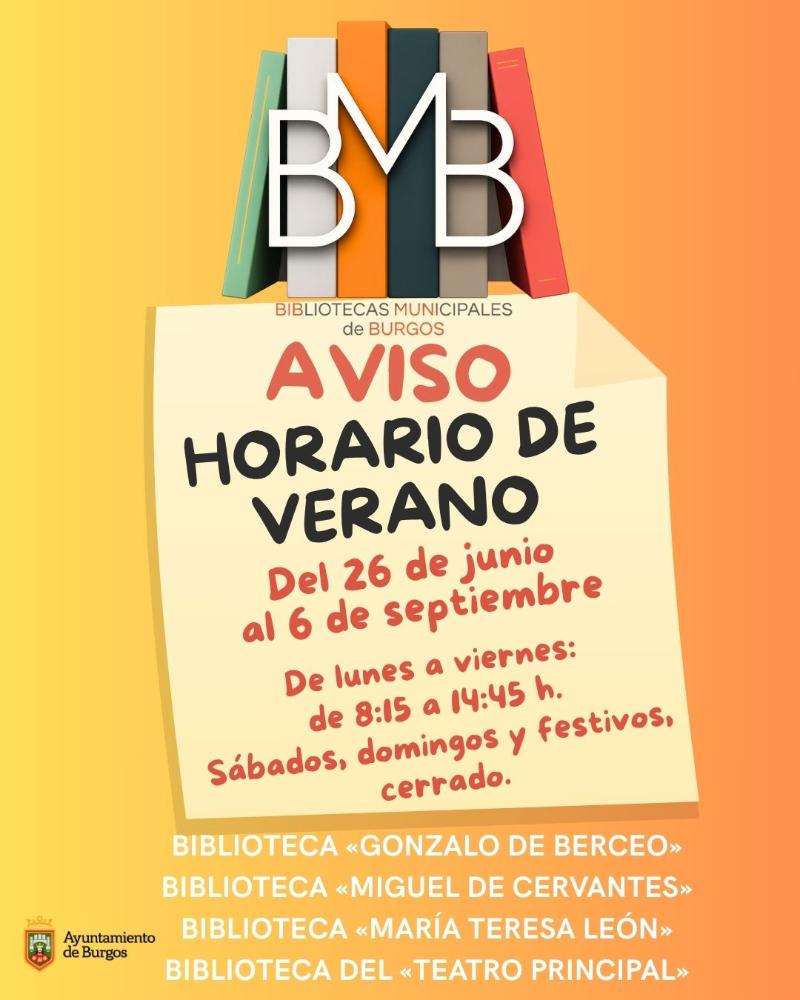 Imagen Horario especial de verano de la Biblioteca Municipal de Burgos