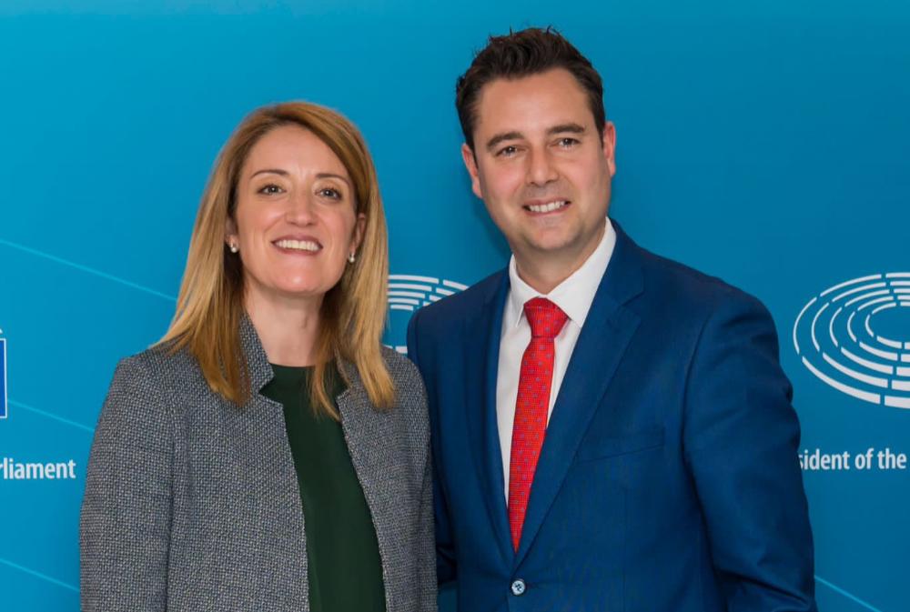 Imagen 29/3/23 La presidenta del Parlamento Europeo muestra su interés por la candidatura de Burgos 2031